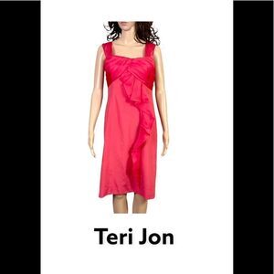 Rickie Freeman Teri Jon Pink Ruffle Front Sleeveless Mini Dress 4